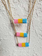 Load image into Gallery viewer, Barrel Necklace Pansexual Pride Flag
