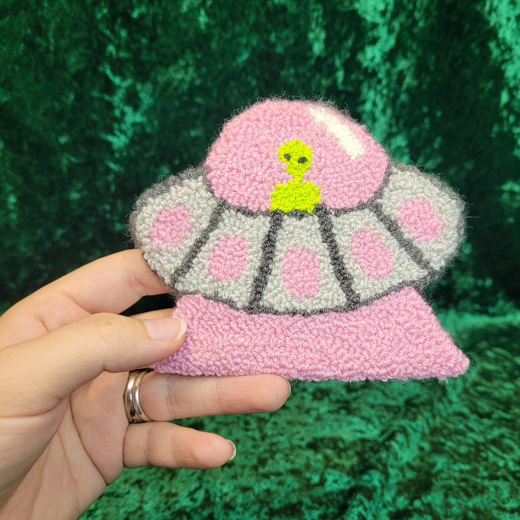 Mug Rug UFO Pink Coaster