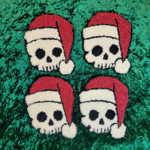 Load image into Gallery viewer, Mug Rug Santa Skull Coaster
