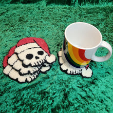 Load image into Gallery viewer, Mug Rug Santa Skull Coaster
