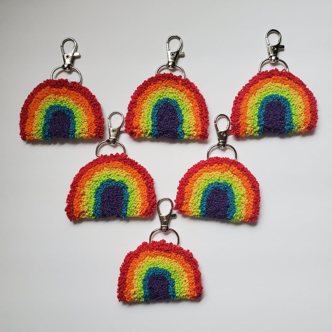 Punch Needle Rainbow Keychain