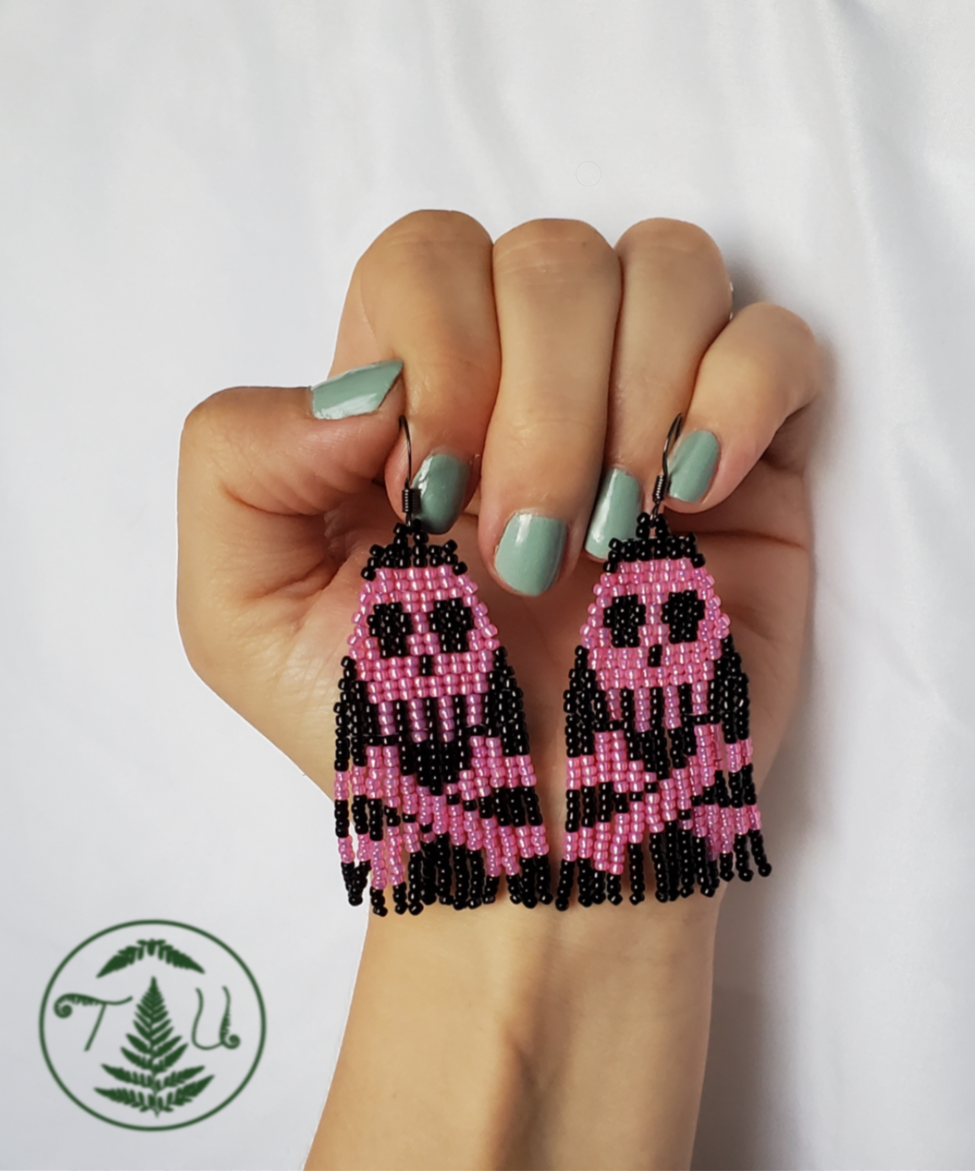 Mini Perler Bead Pink & Black Skull Earrings · Petite Perle · Online Store  Powered by Storenvy